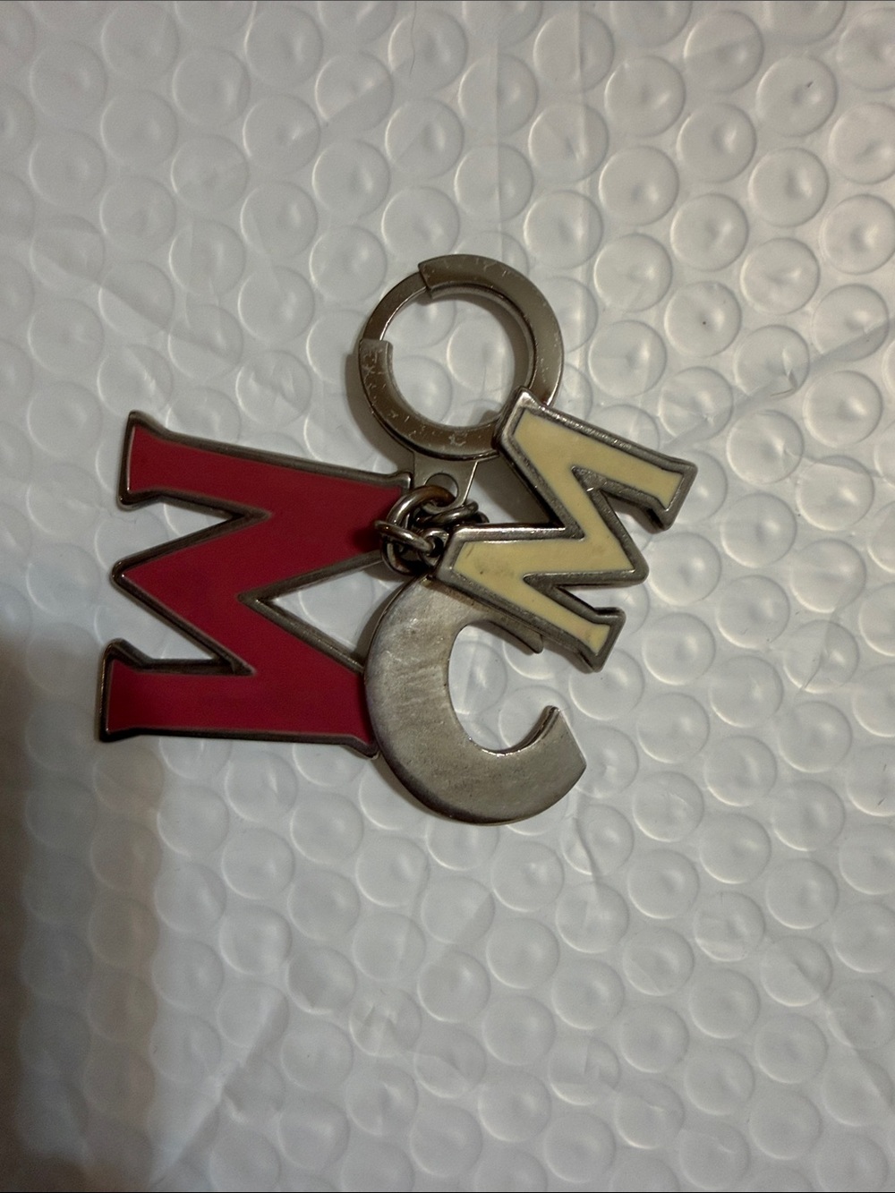 MCM Keychain Charm - Red, Cream, Silver